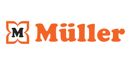 Müller logo - Representing the brand.